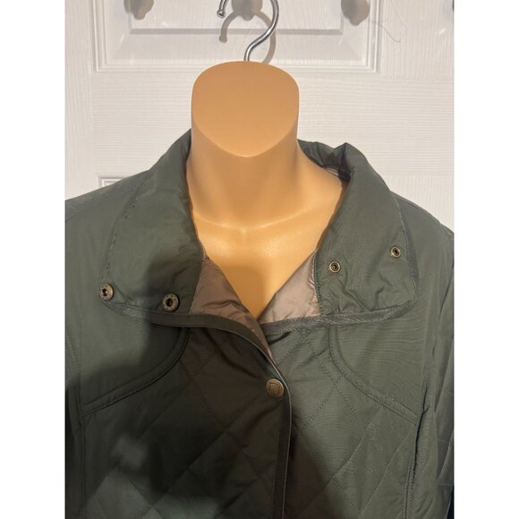 Eddie Bauer Womens Olive Green Quilted Jacket Tall Medium - Picture 2 of 11